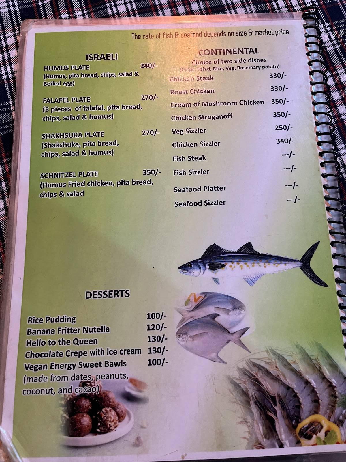 Agonda Corner menu