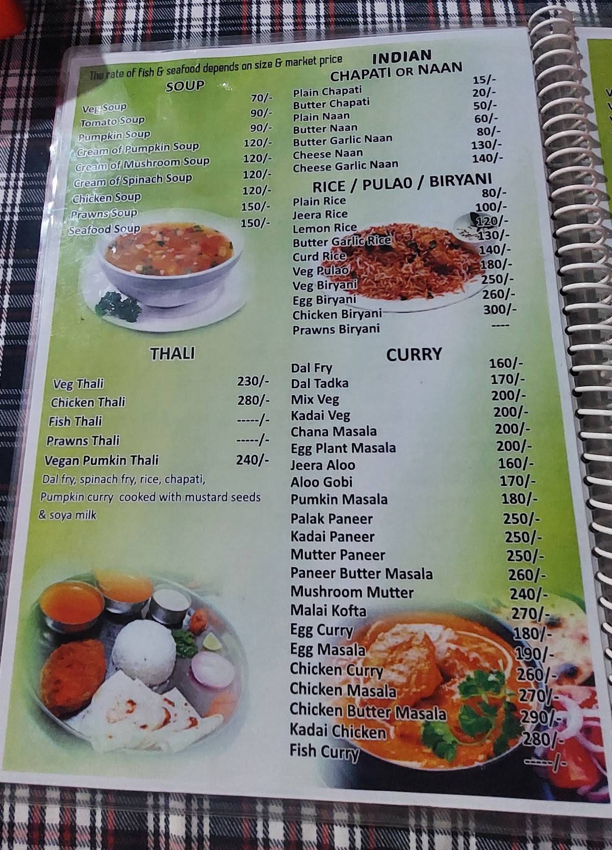Agonda Corner menu