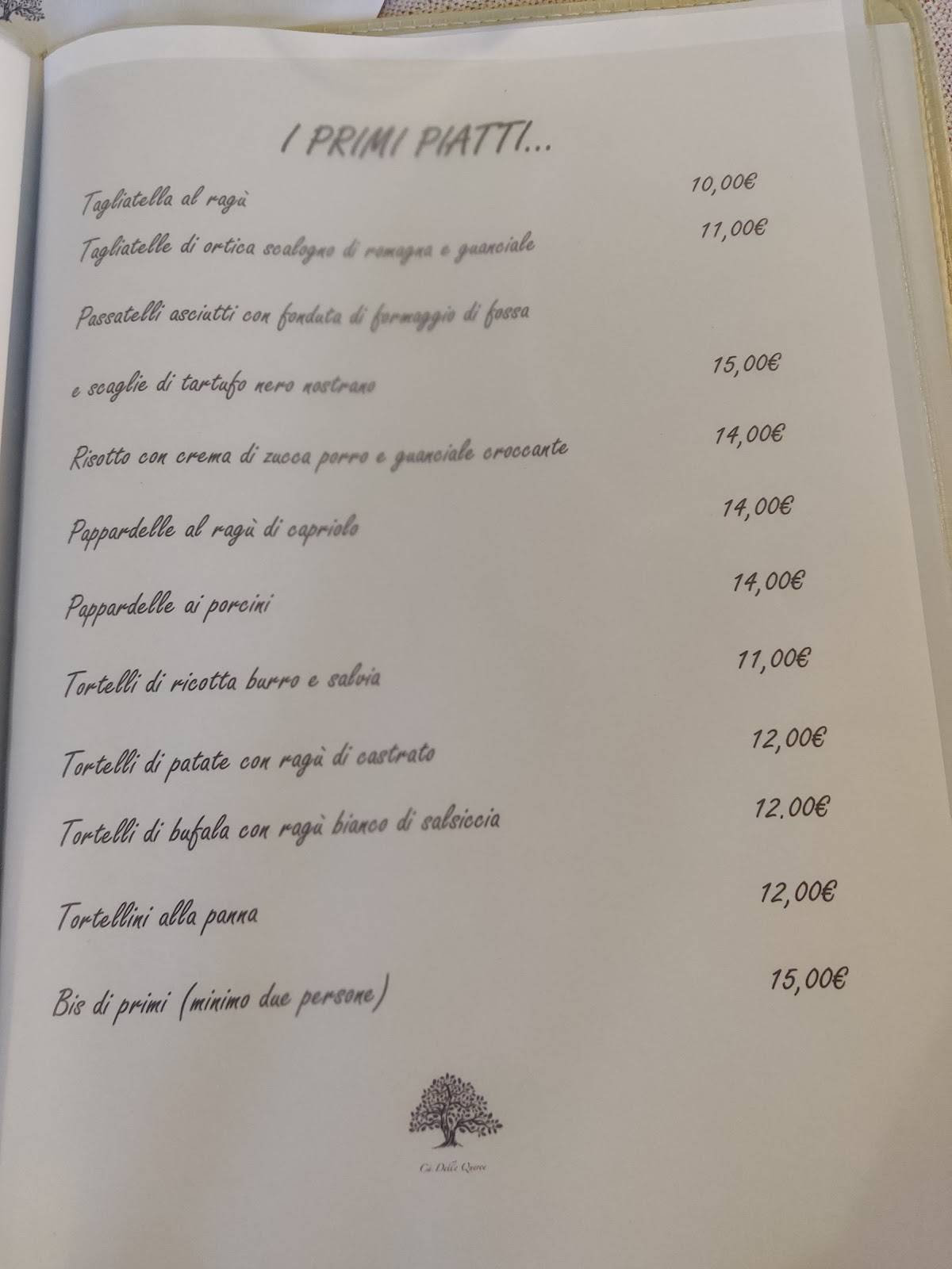 Menu di Ca' Delle Querce 