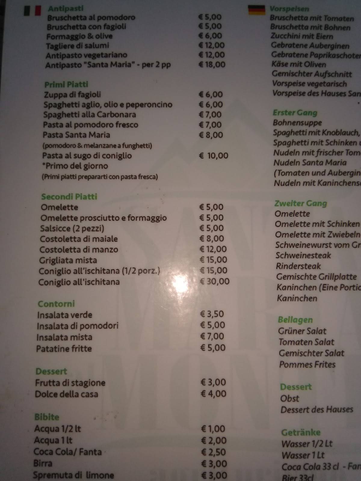 agriturismo ca del monte menu