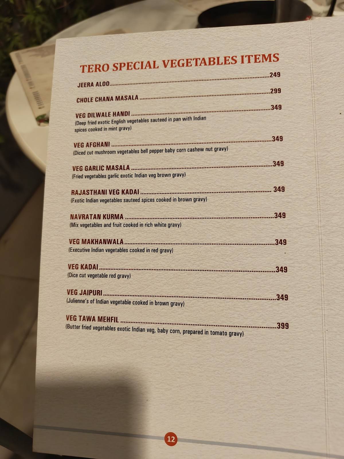 Tero Restro&Cafe menu