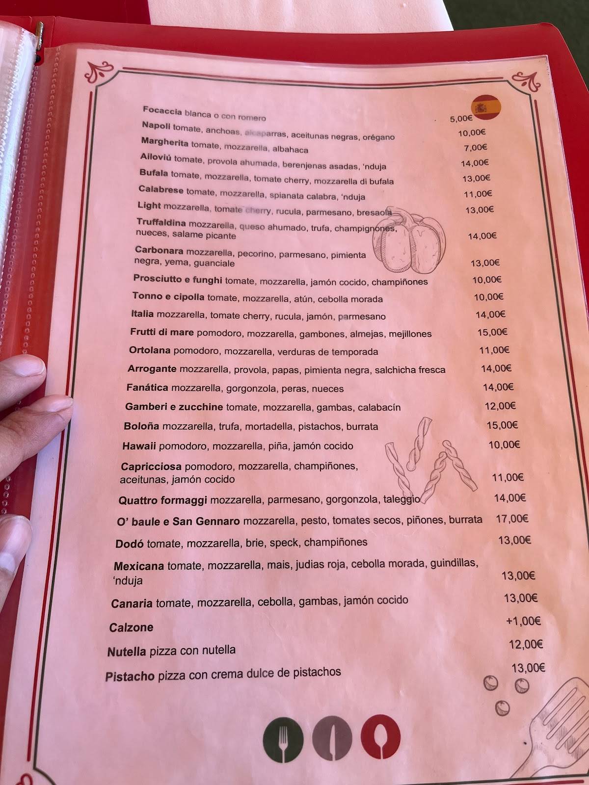 Меню Ailoviú Italian Restaurant Meloneras, Маспаломас