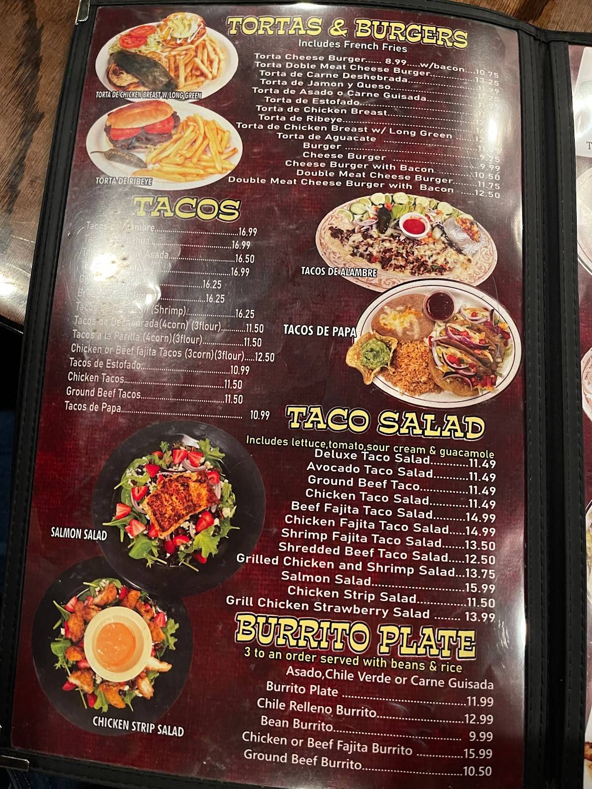 Menu at Ajuua's Mexican Restaurant, Midland
