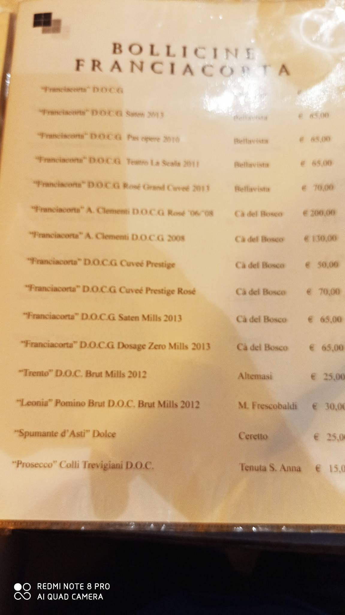 Menu di Al Canale 