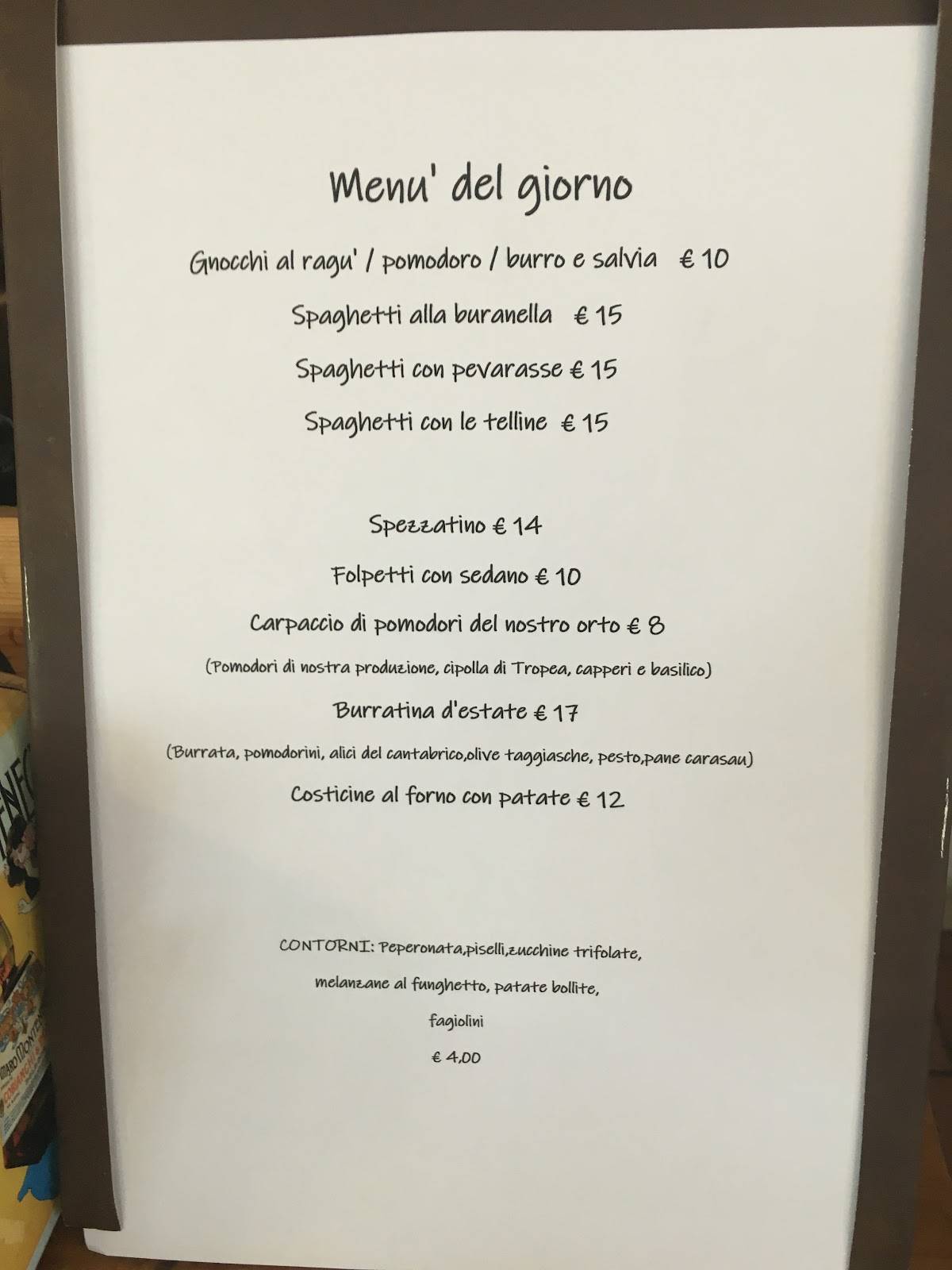 Menu di Al Cason 