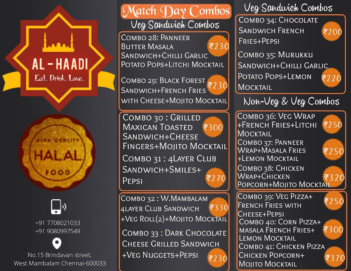 Al Haadi menu