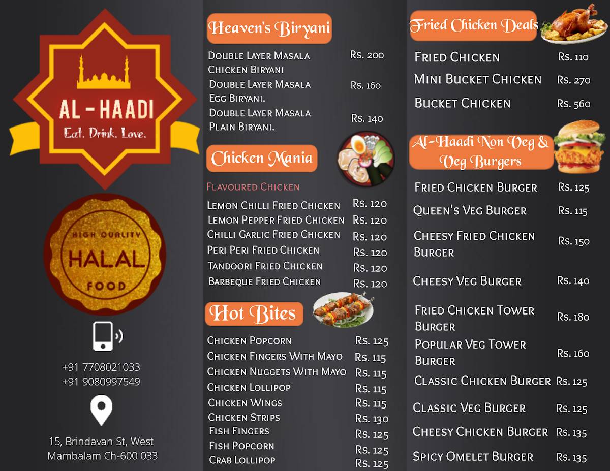 Al Haadi menu