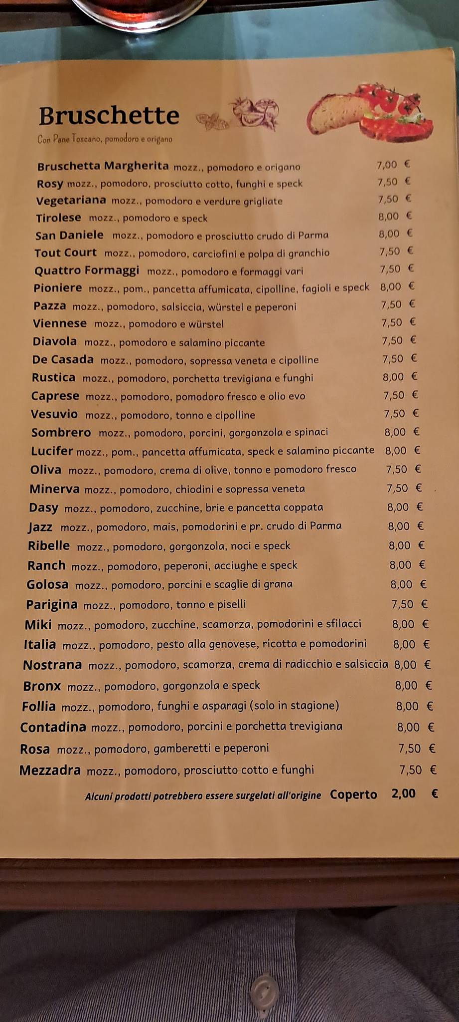 Menu di Al Pioniere 