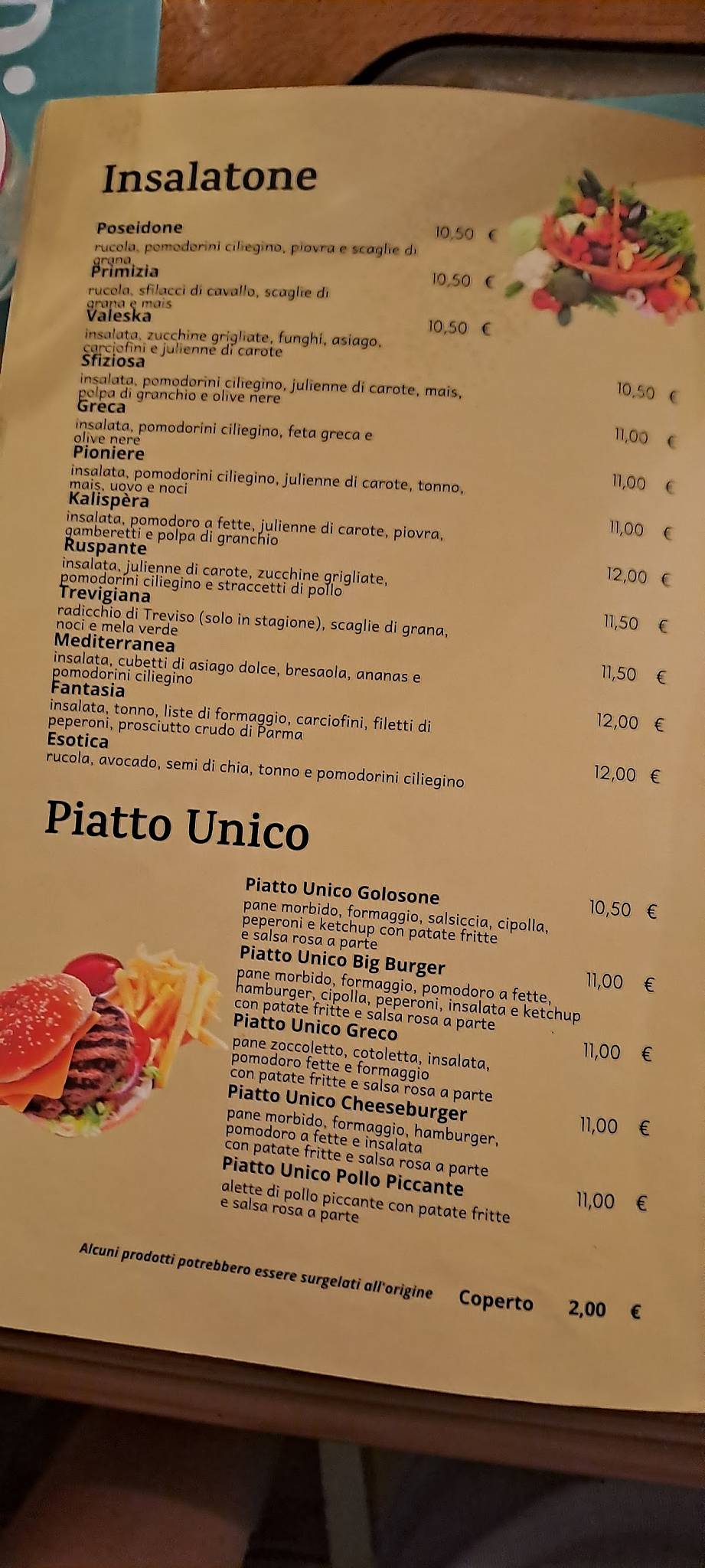 Menu di Al Pioniere 
