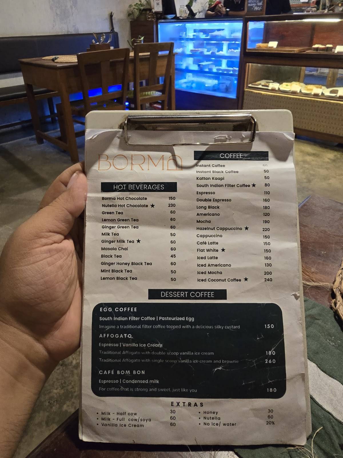 Borma Cafe menu