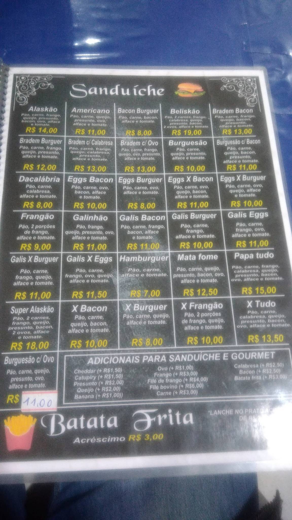 Alaska Lanchonete e Pizzaria cardápio