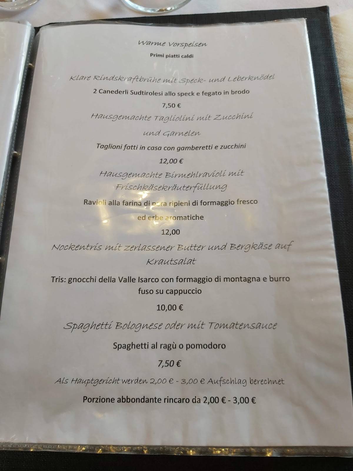 Menu di Albergo St. Valentin 
