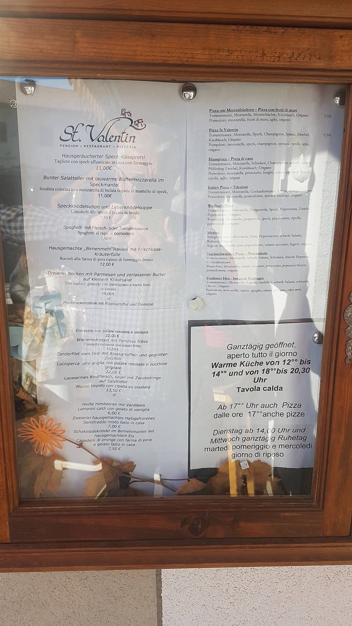 Menu di Albergo St. Valentin 