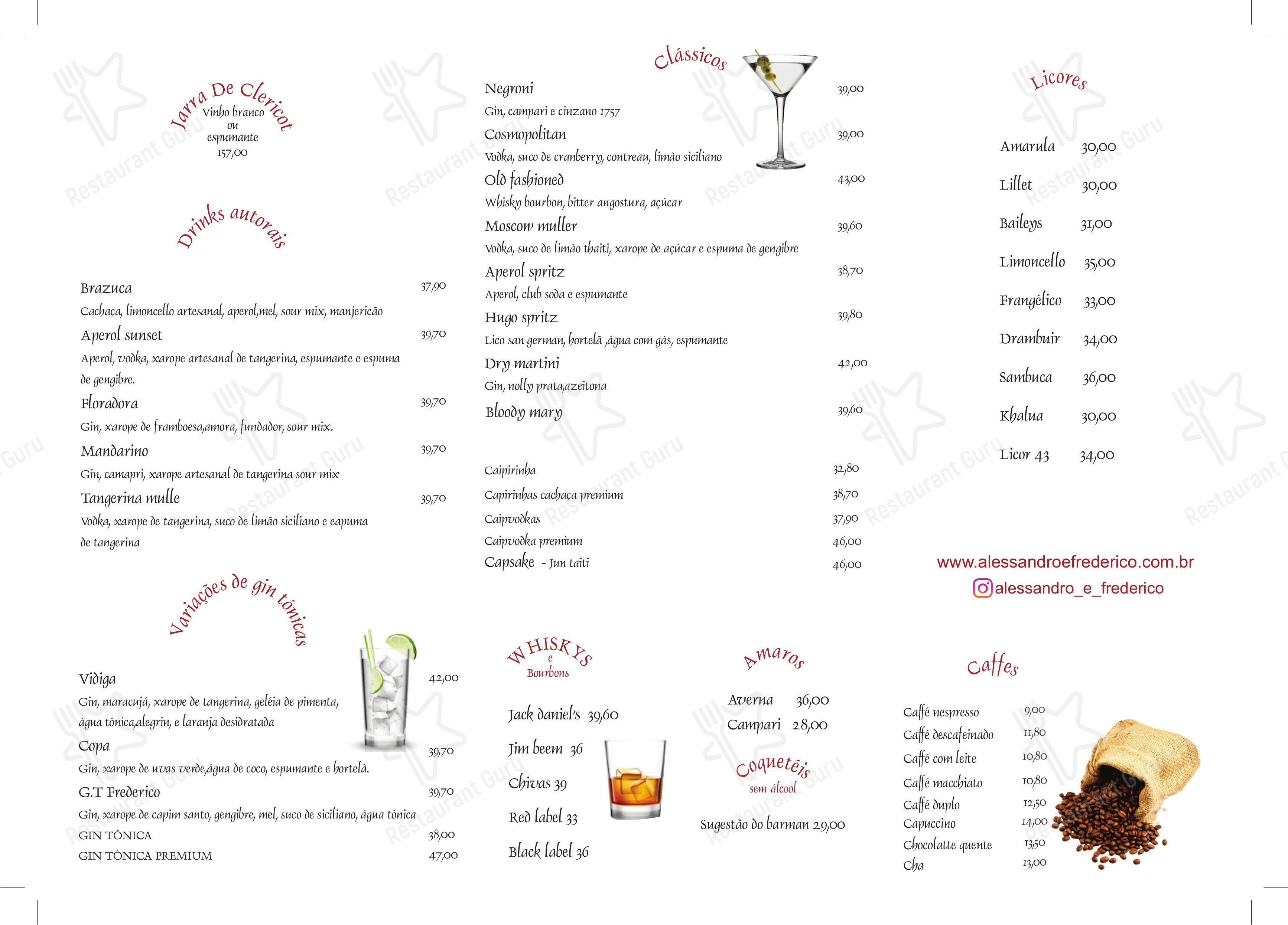 菜单 para Alessandro & Frederico Restaurante café