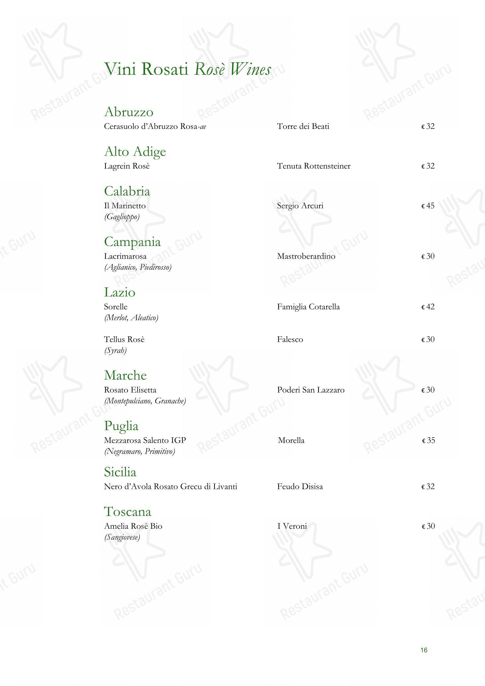 Menu di Ristorante Alfredo alla Scrofa - Ночное меню