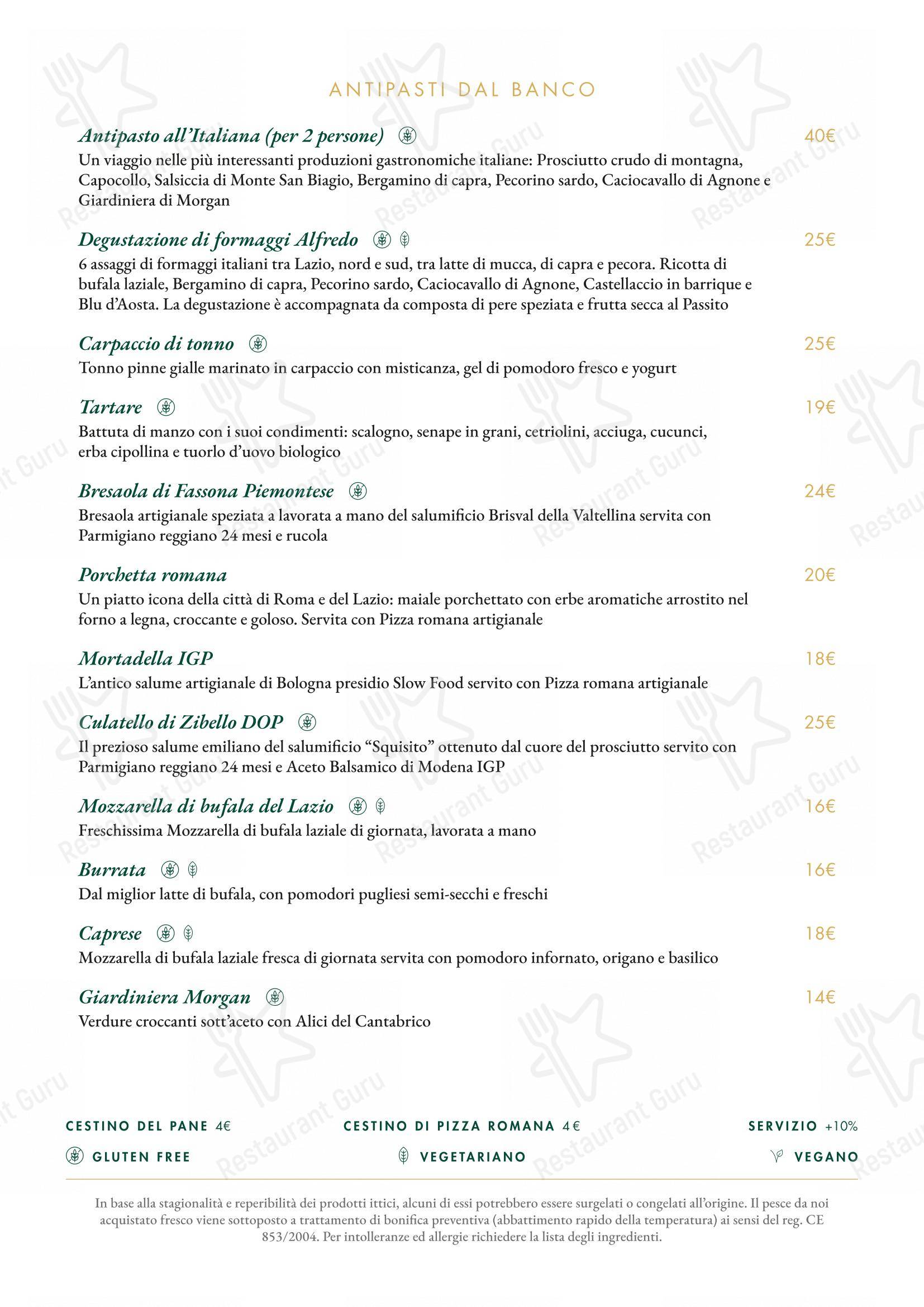 Menu per Ristorante Alfredo alla Scrofa in Roma