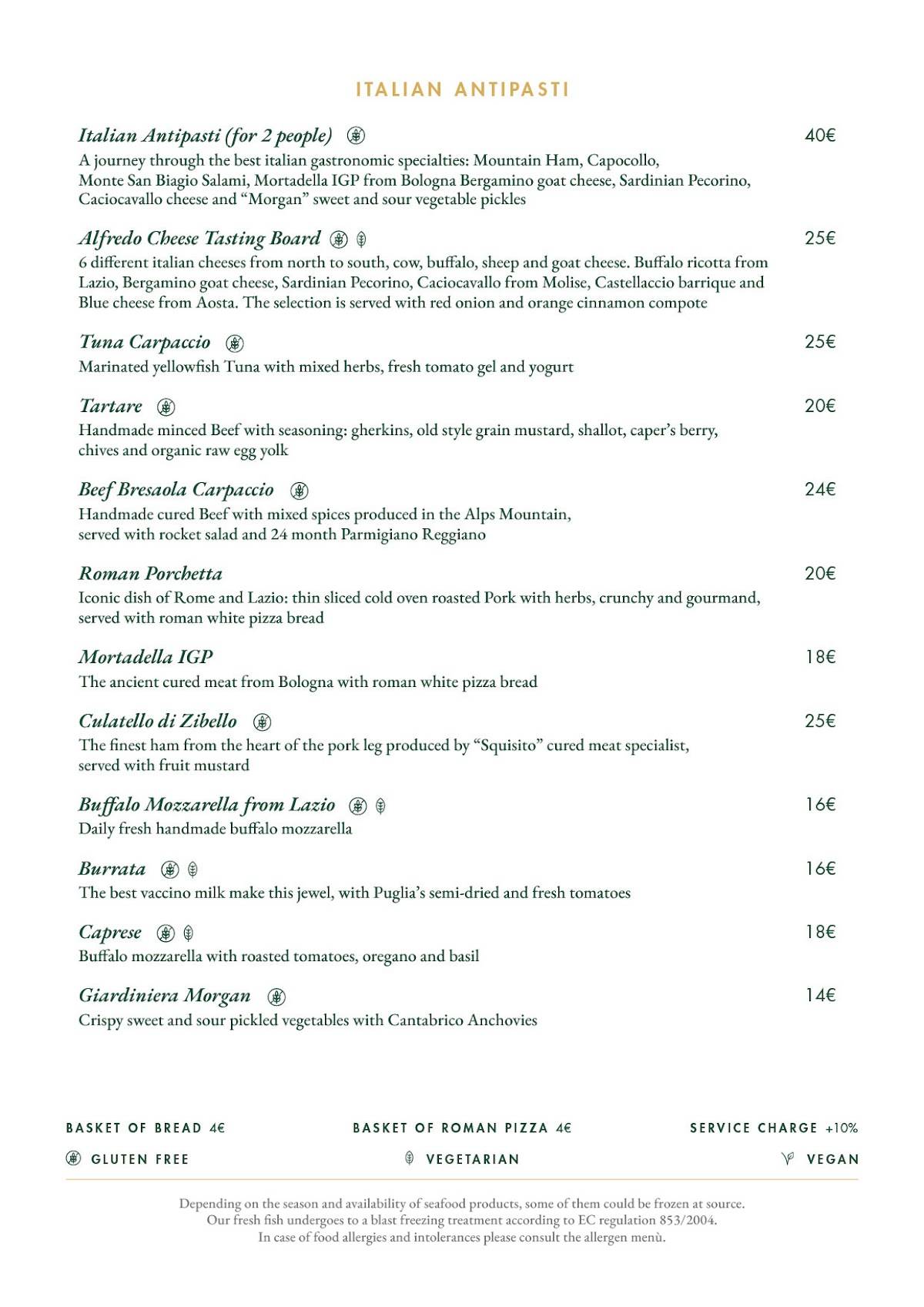 Menu di Ristorante Alfredo alla Scrofa 