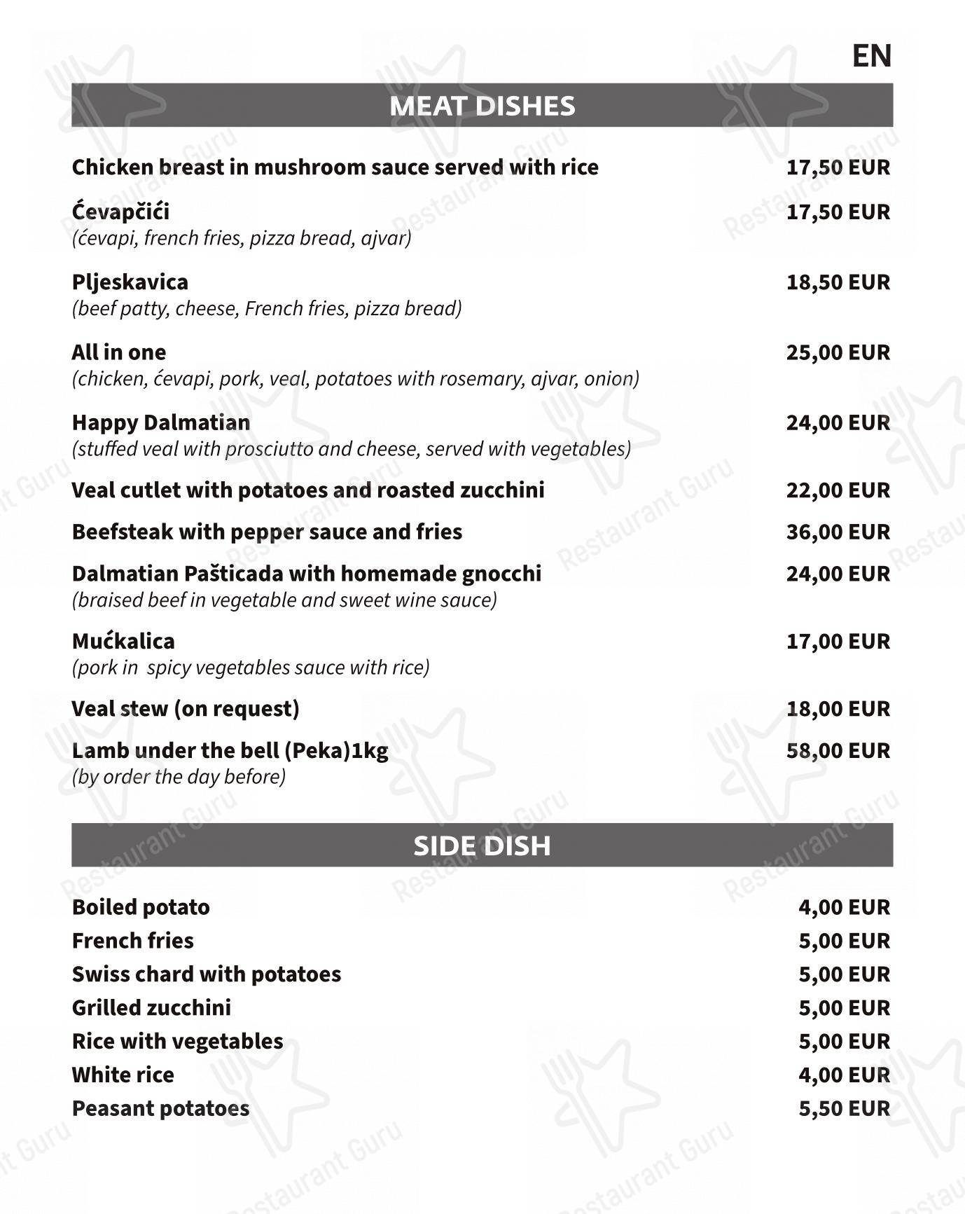 Menu per Alviž pizzeria