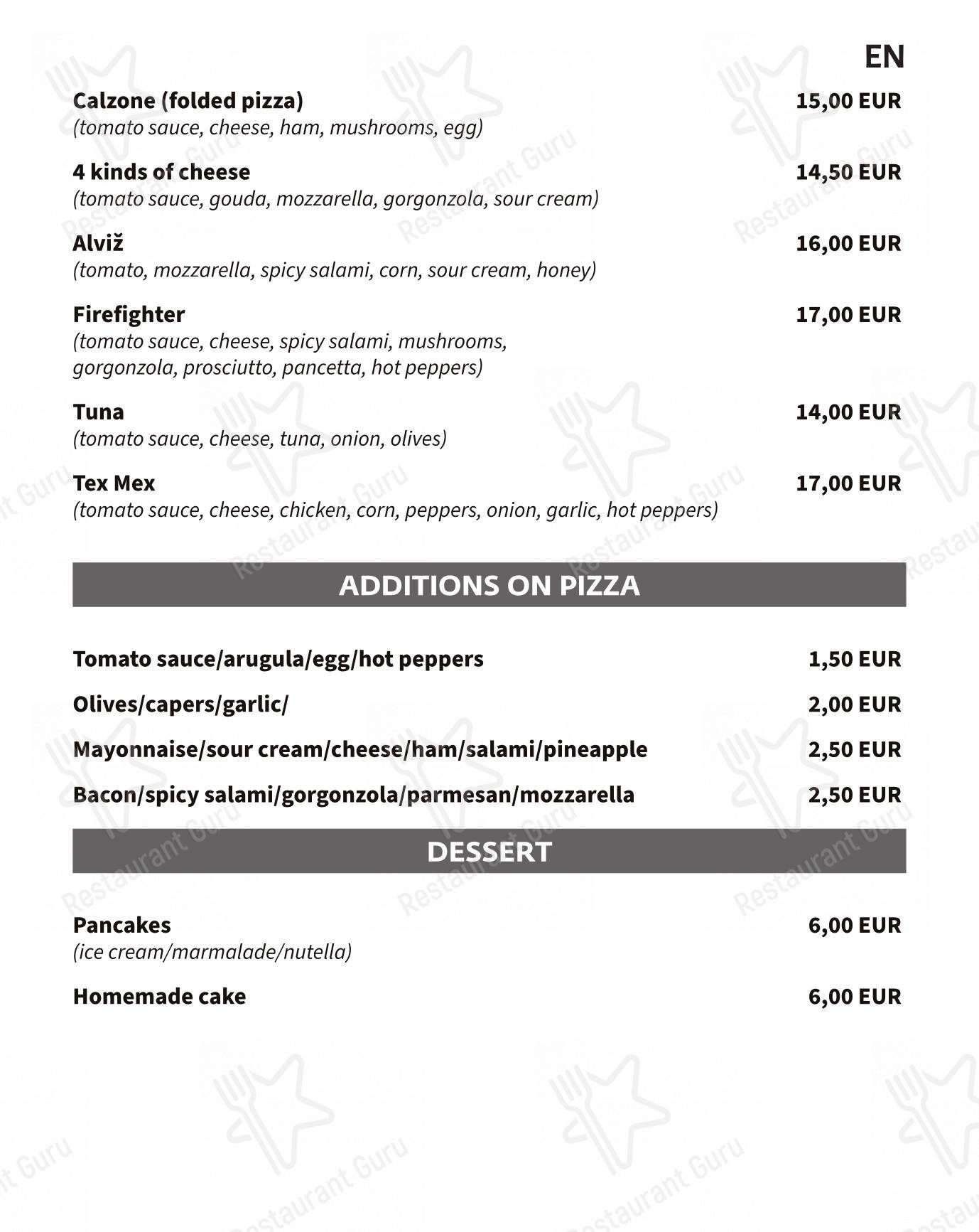 Alviž in Lesina - Menu