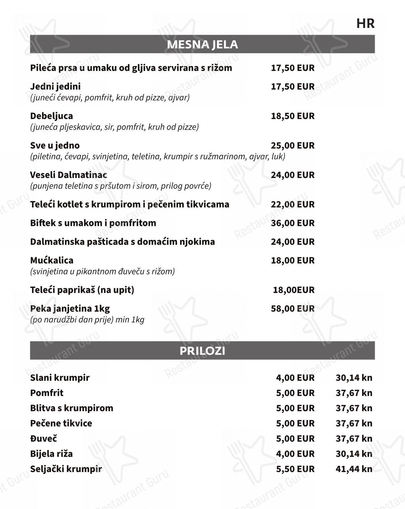 Menu di Alviž - Menu