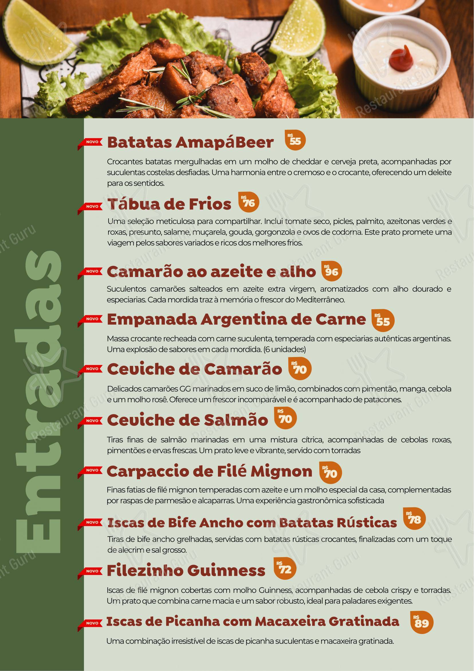 Menu para Amapá Beer Bar e Restaurante em Macapá