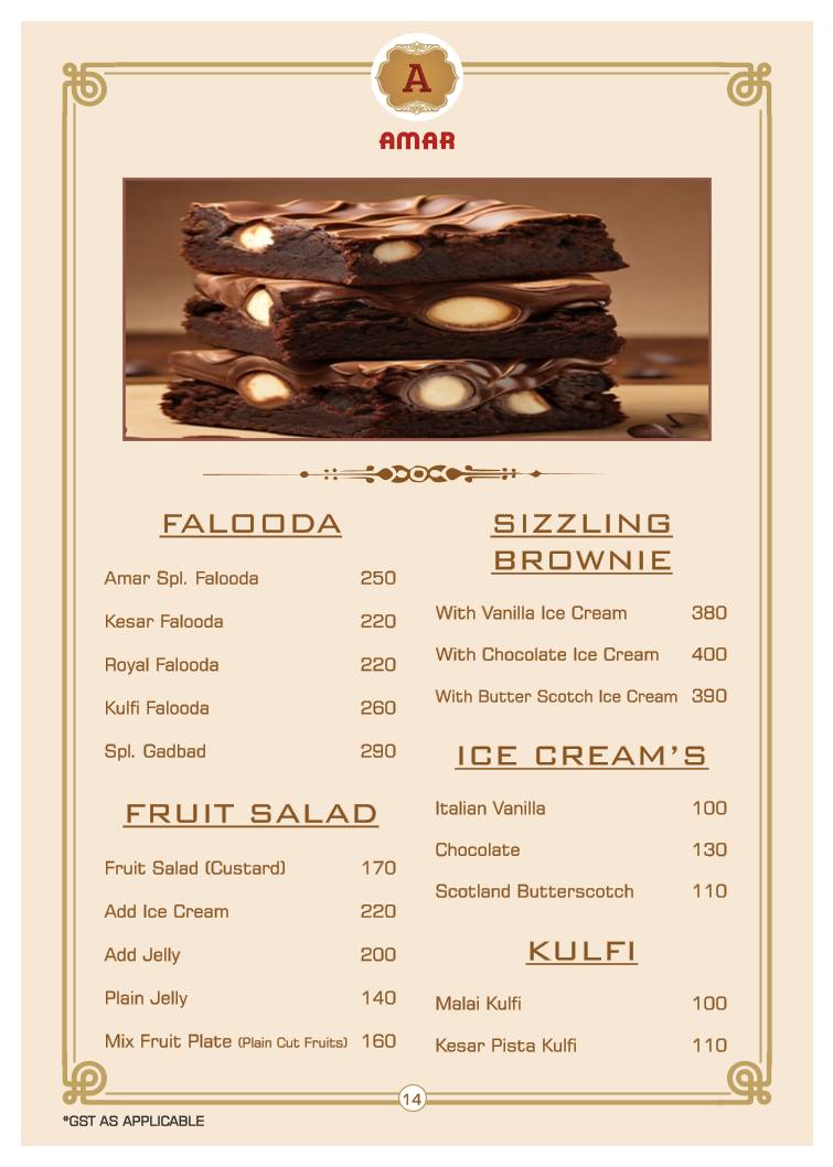 Amar juice centre menu