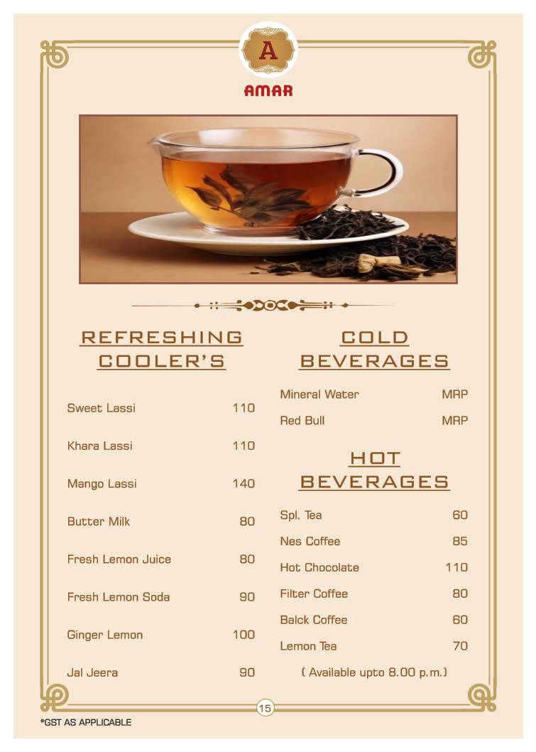 Amar juice centre menu