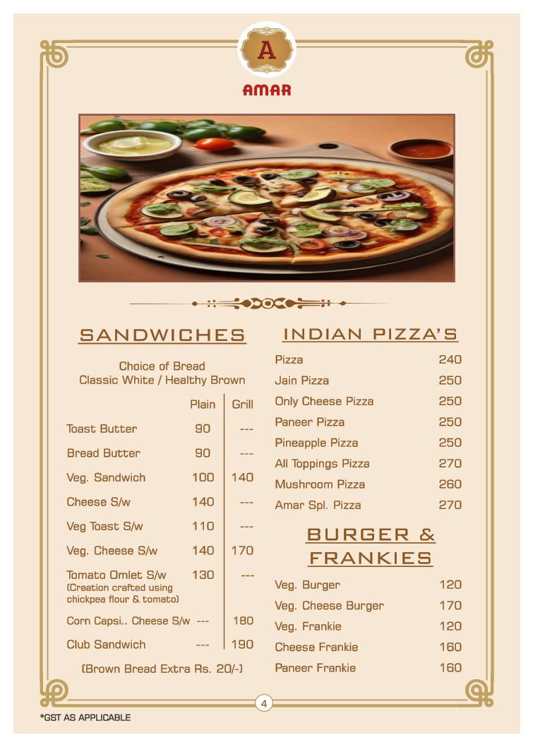 Amar juice centre menu