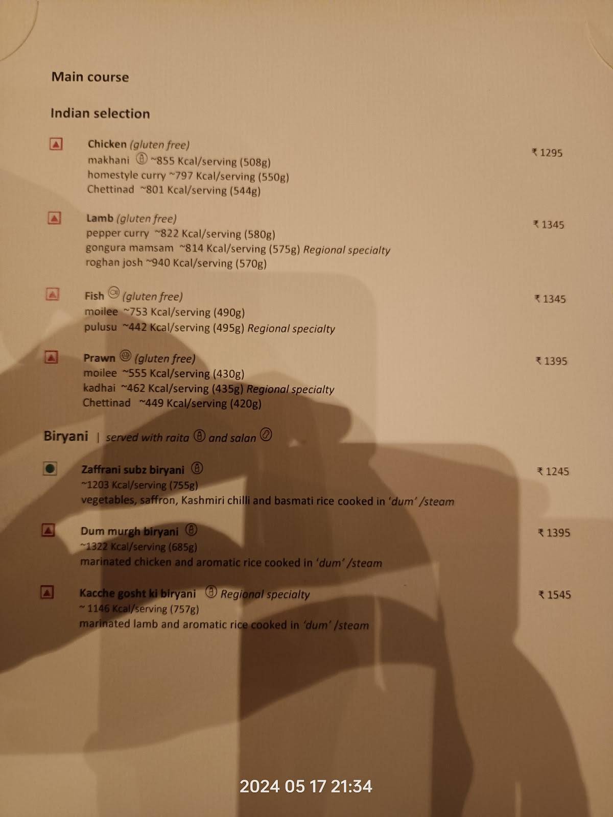 Amara Restaurant menu