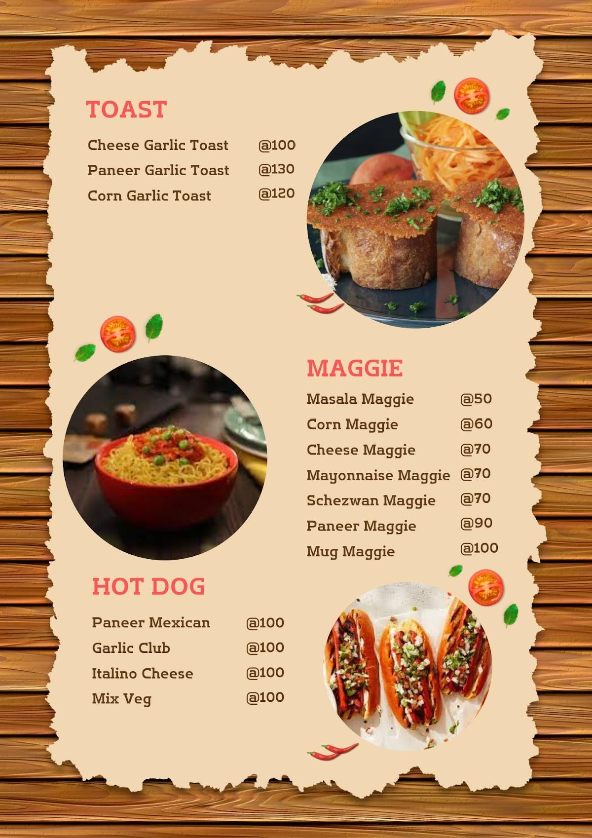 Amazing cafe menu