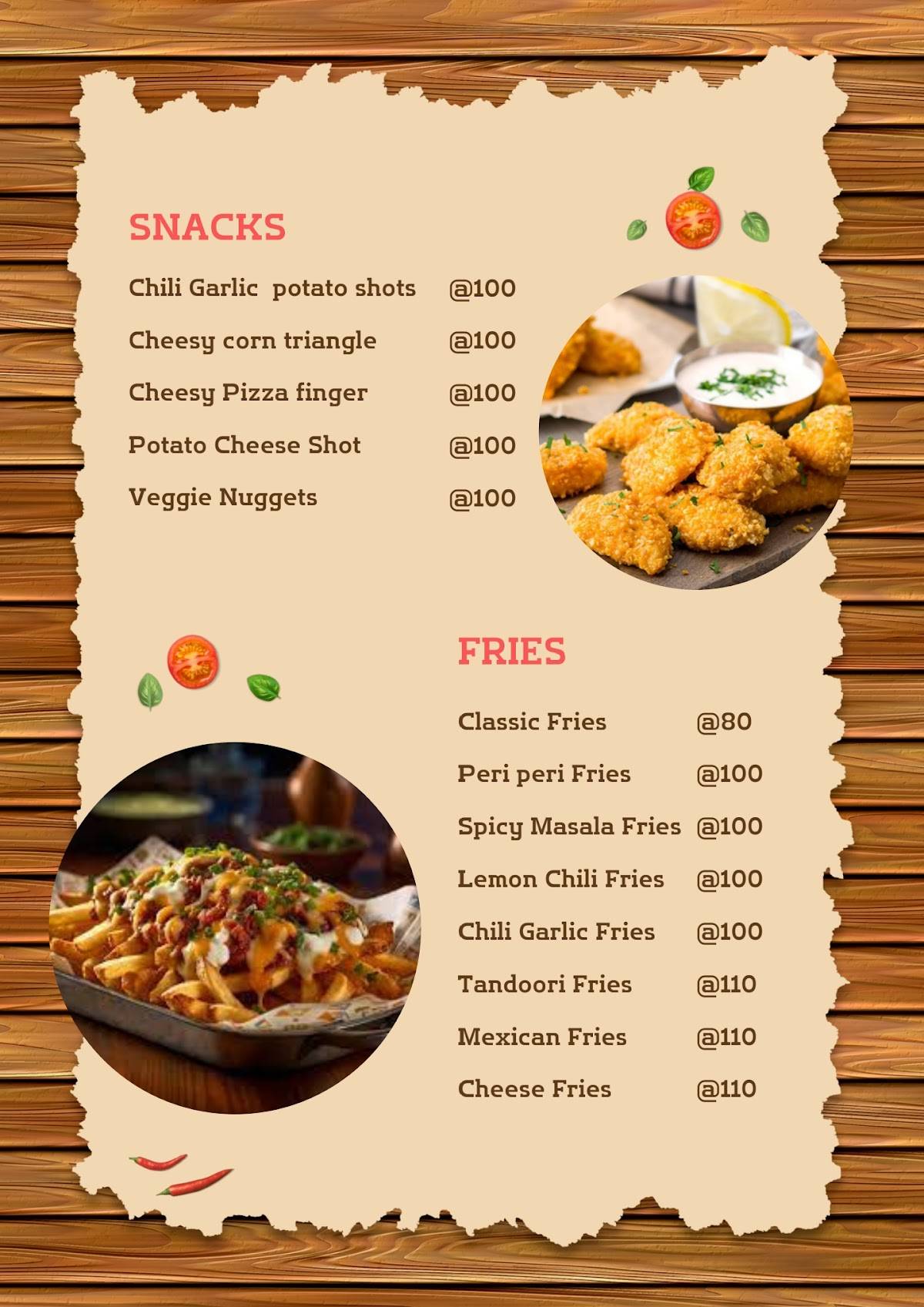 Amazing cafe menu
