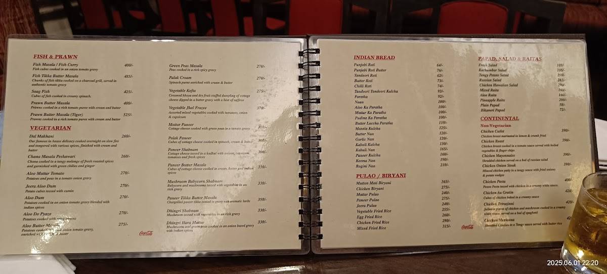 Amber Restaurant menu