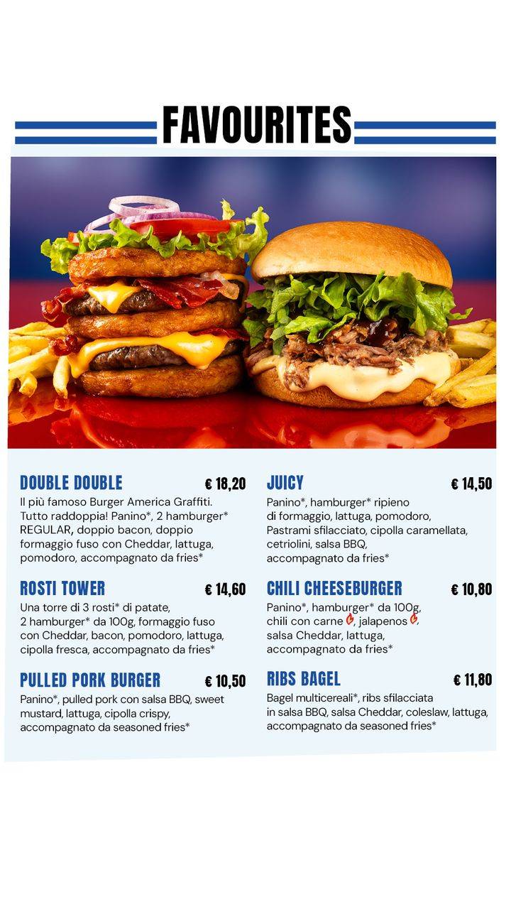 Menu di America Graffiti - Roma 