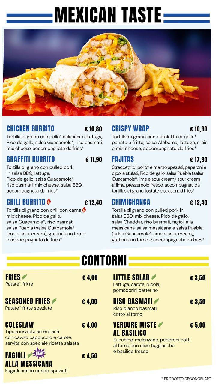 Menu di America Graffiti - Roma 