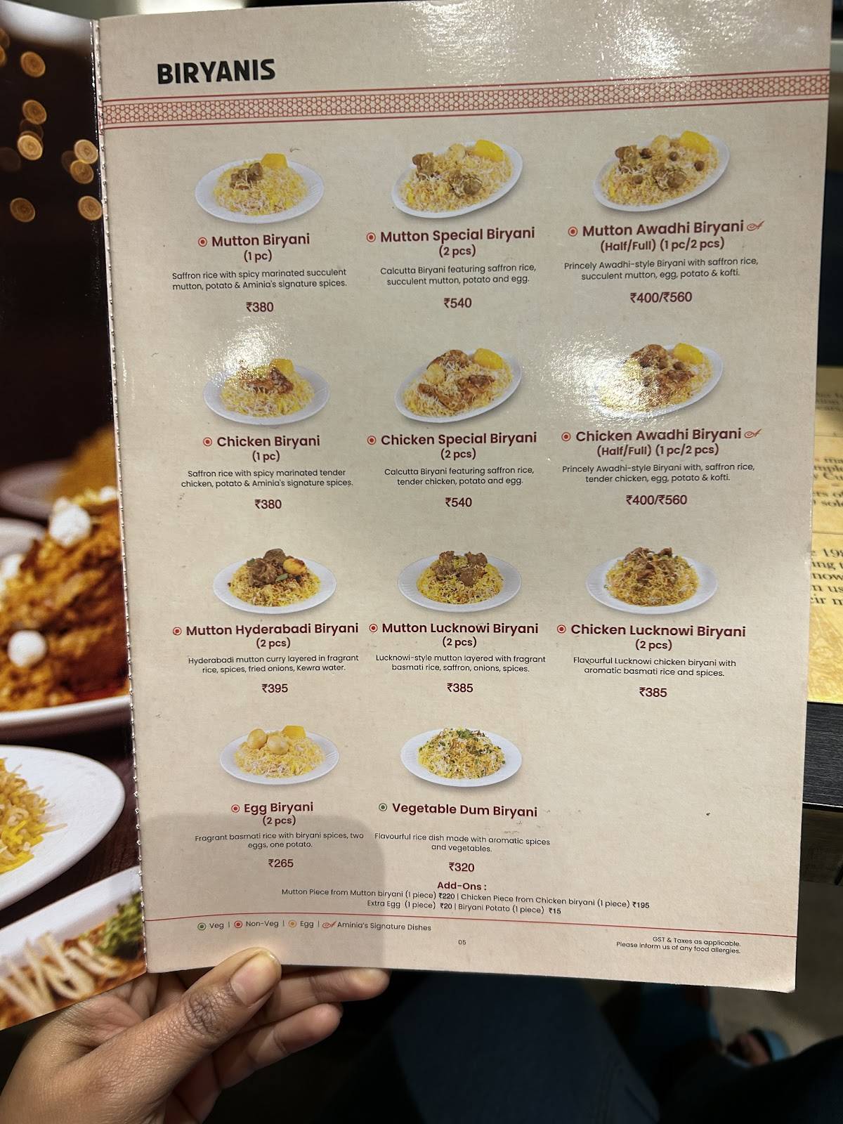 Aminia Restaurant - Sodepur menu