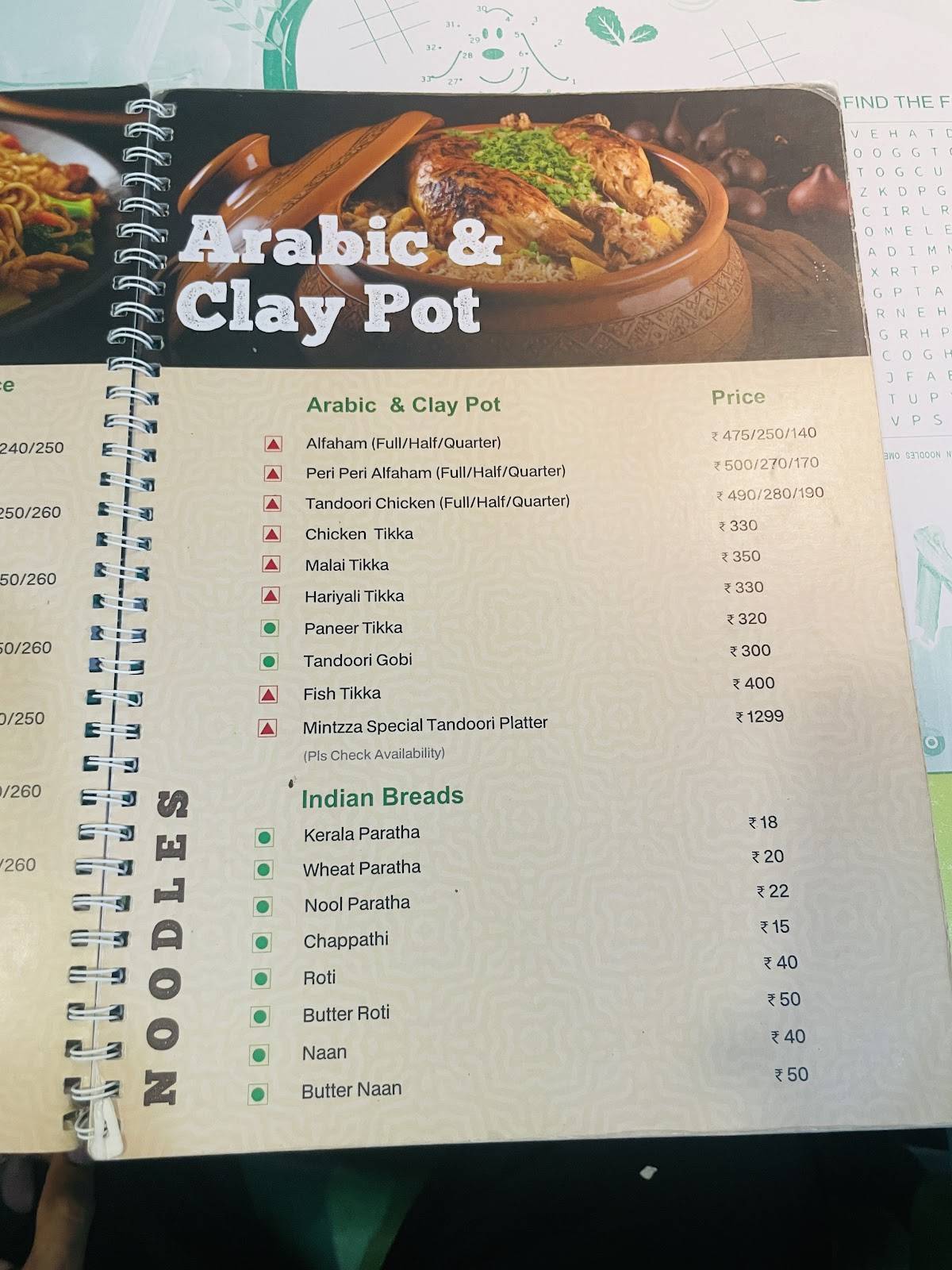 Mintzza Food Mall menu