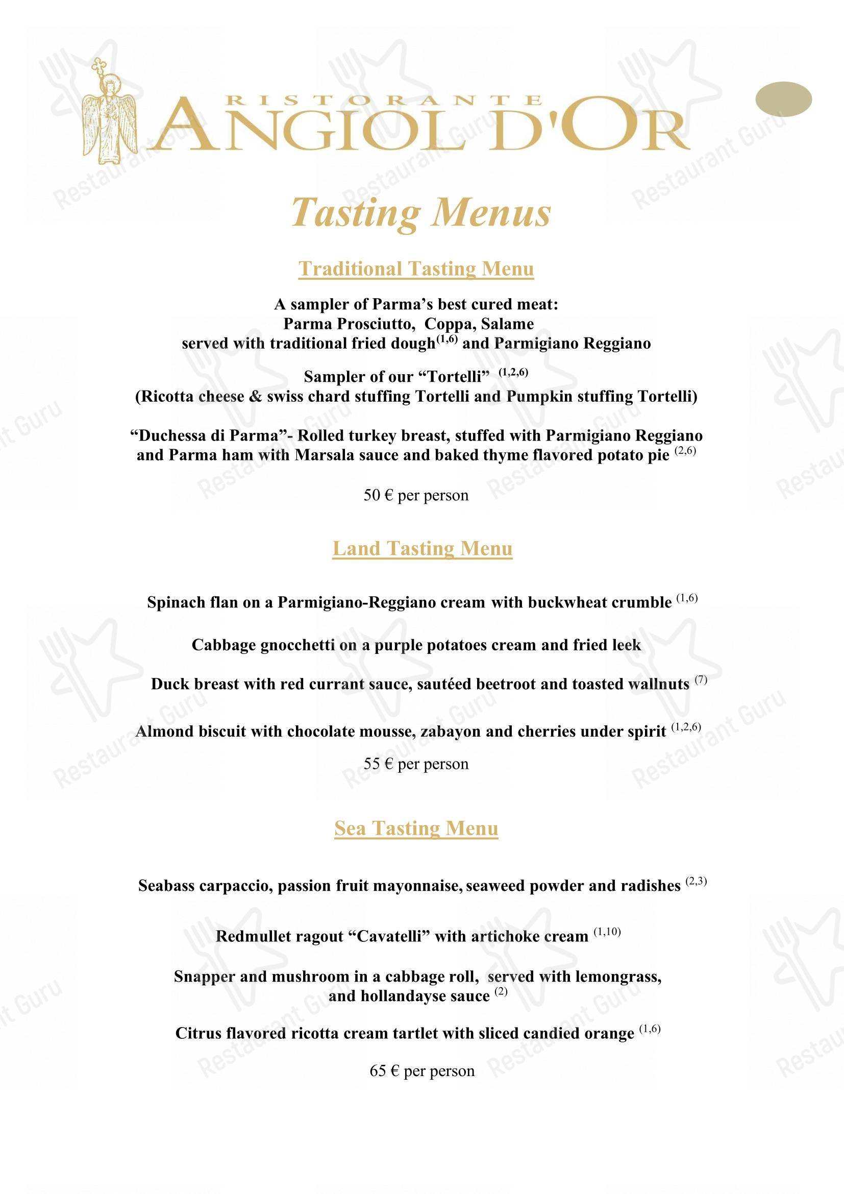Menu di Ristorante Angiol D'or - Основное меню