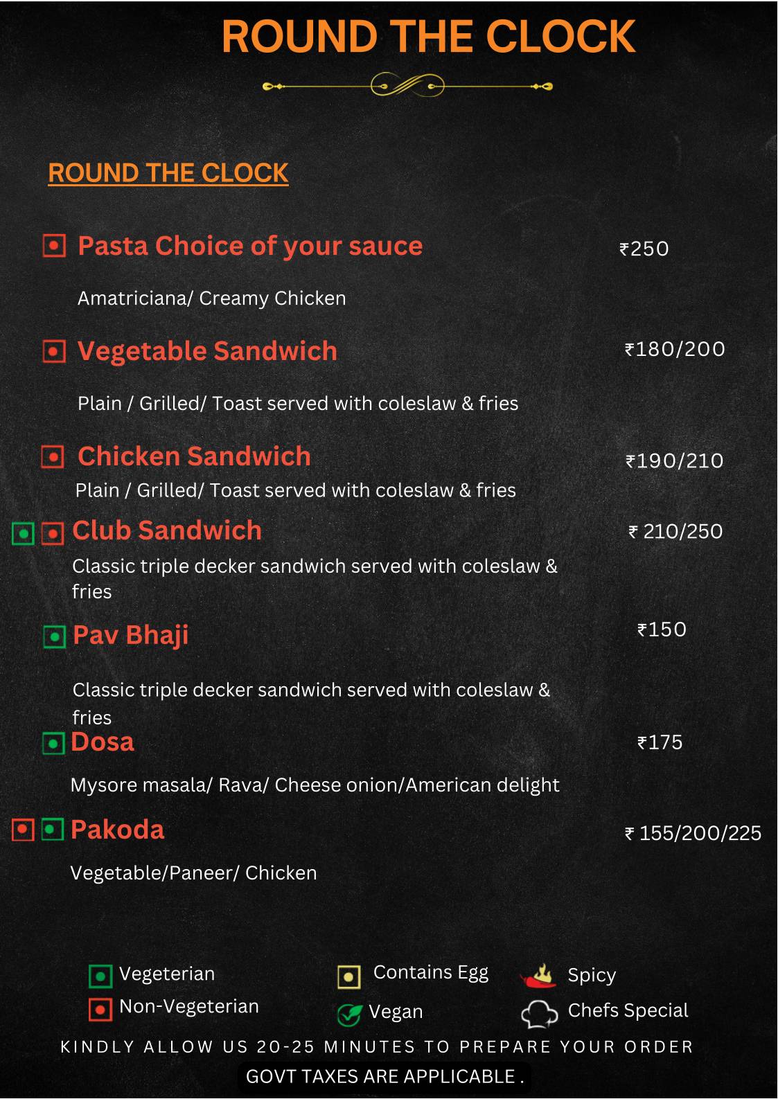 The Food Castle menu