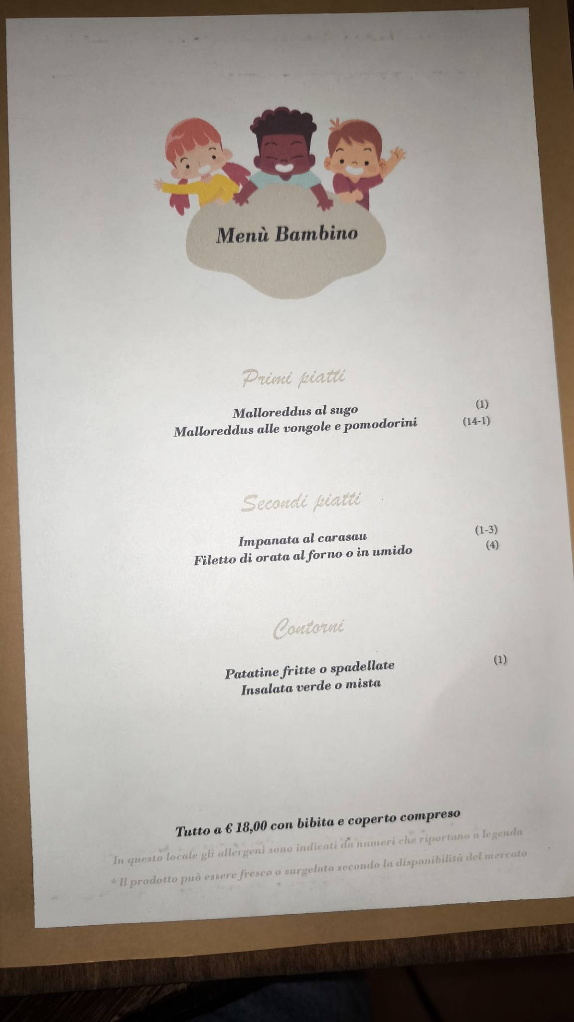 Menu di Ristorante Anima Sarda 