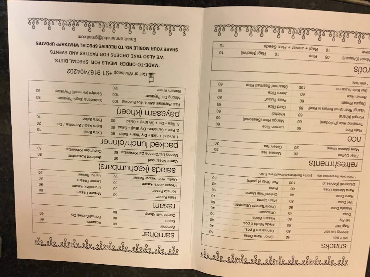 Annam Fresh Food menu