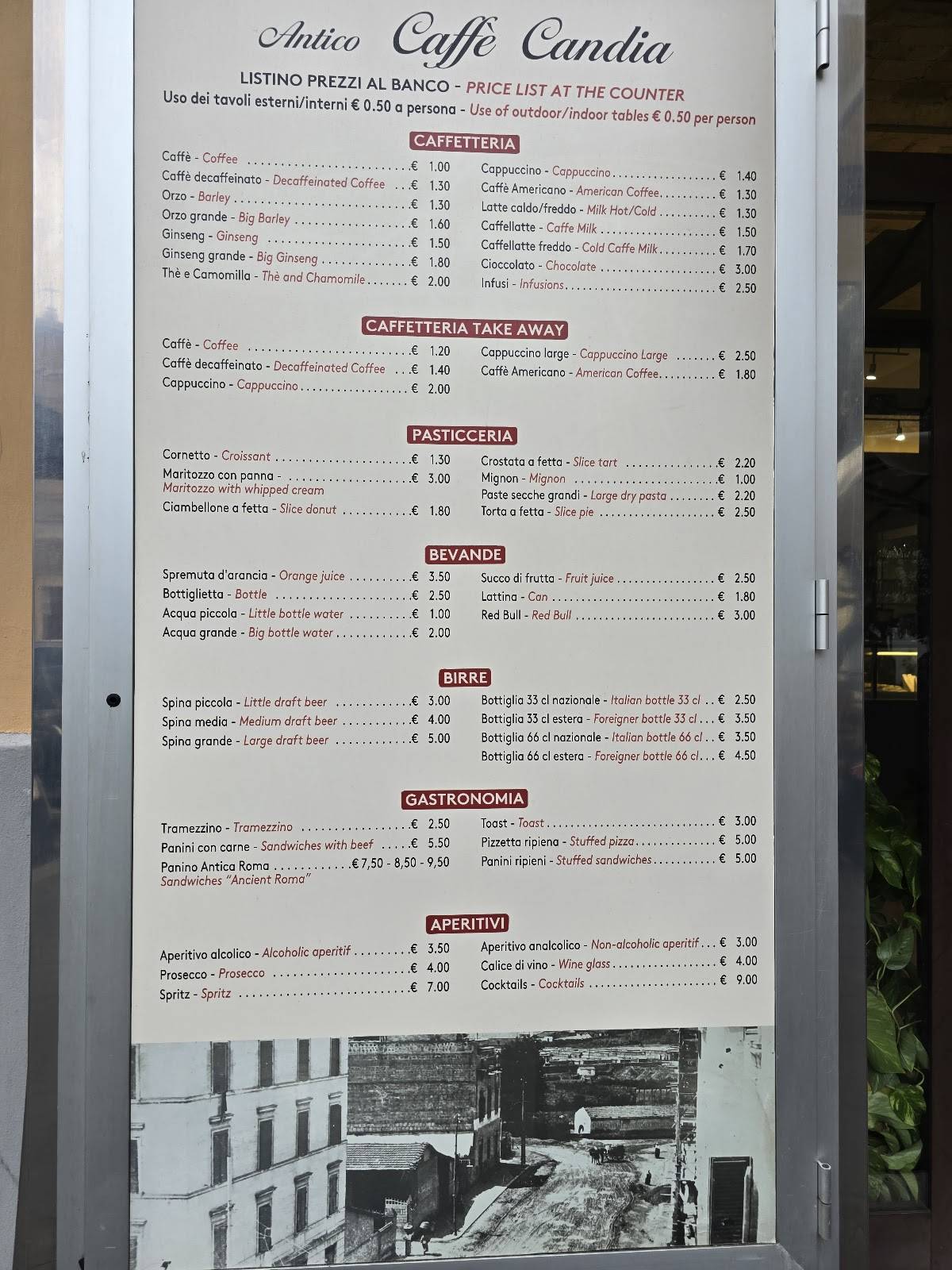 Menu di Antico Caffè Candia 