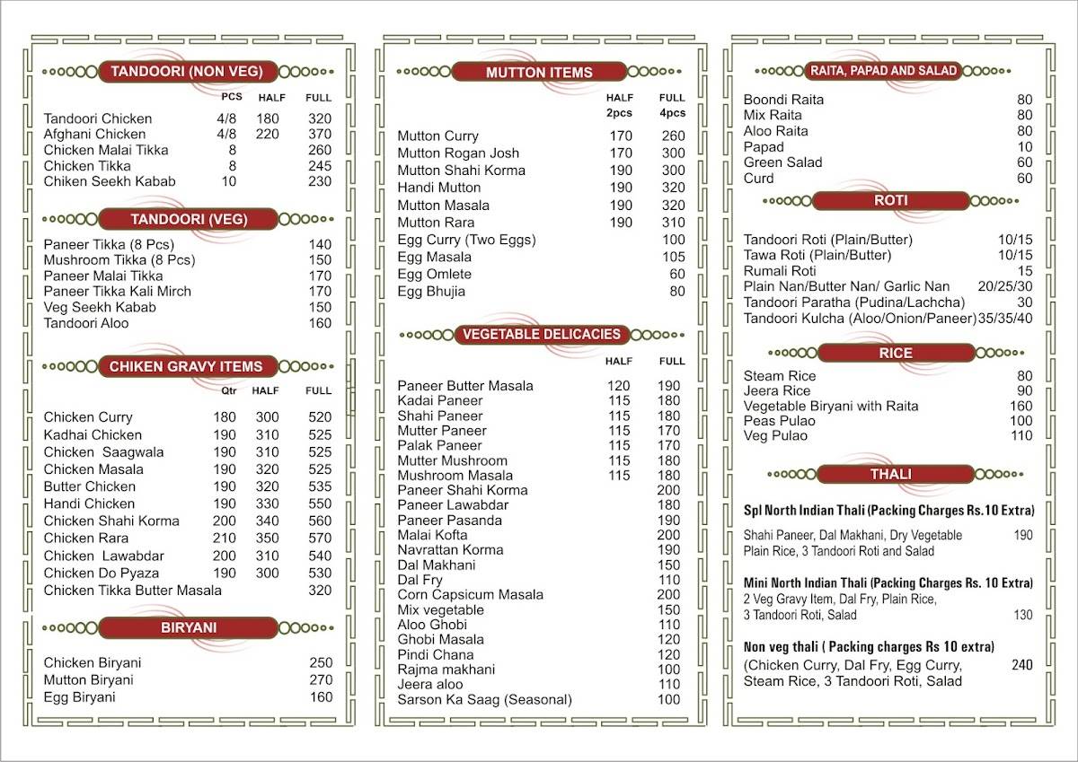 Anupam Restaurant menu