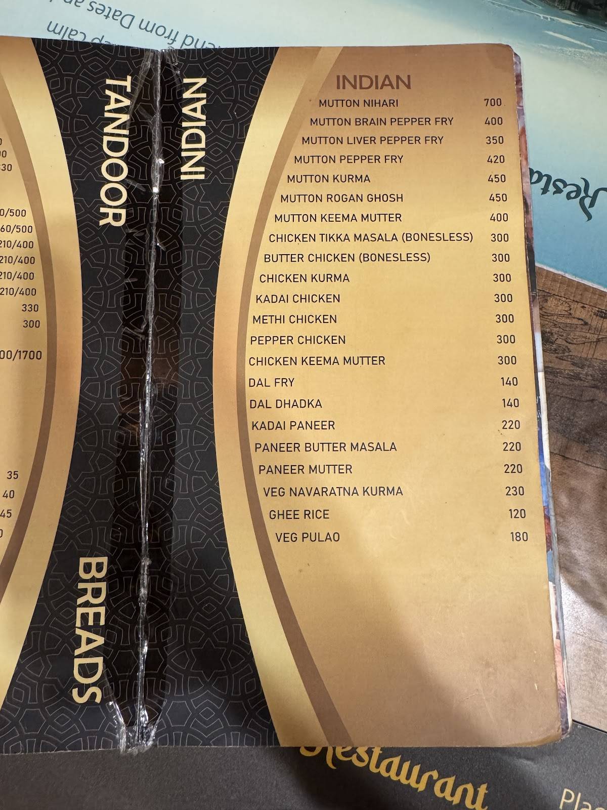 Arabian Hotspot menu