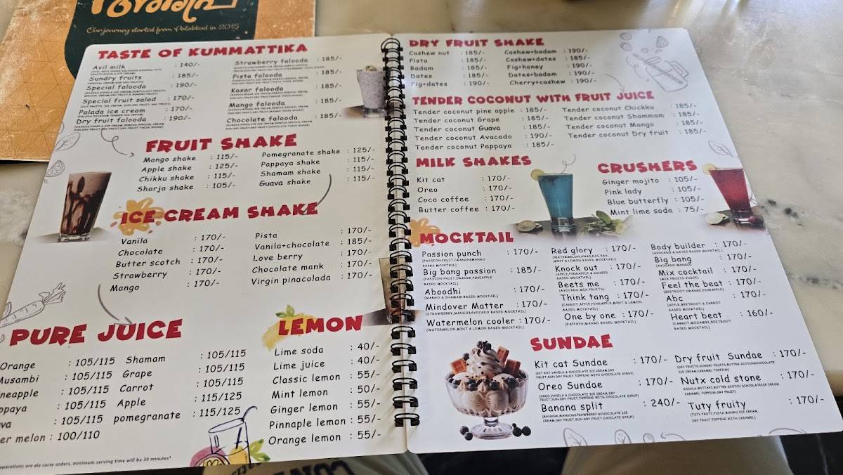 Arippa menu