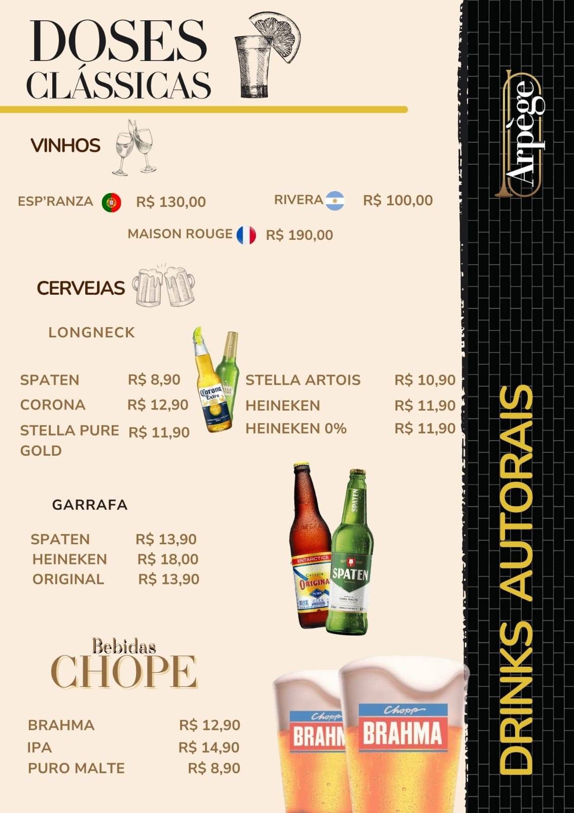 Arpège Bar cardápio