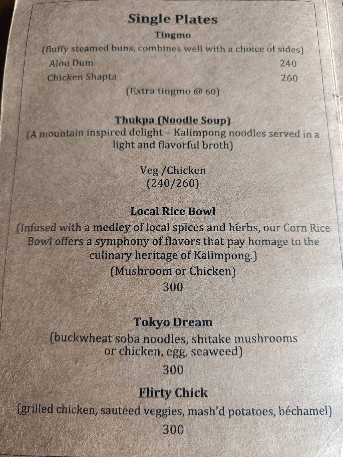 Art Cafe menu
