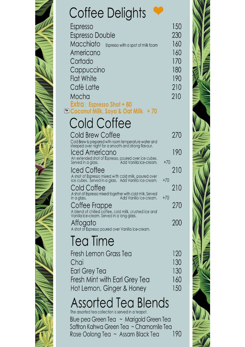 Artjuna Cafe - Anjuna menu