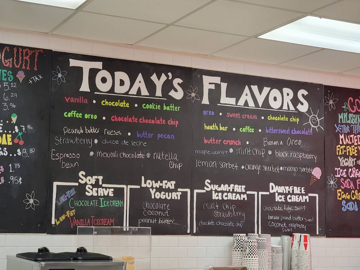 Menu at Ashley's Ice Cream, Branford, Main St