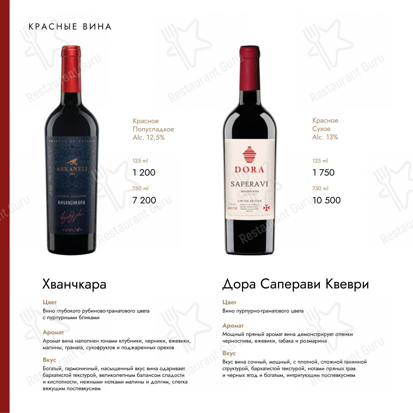 Асканели меню