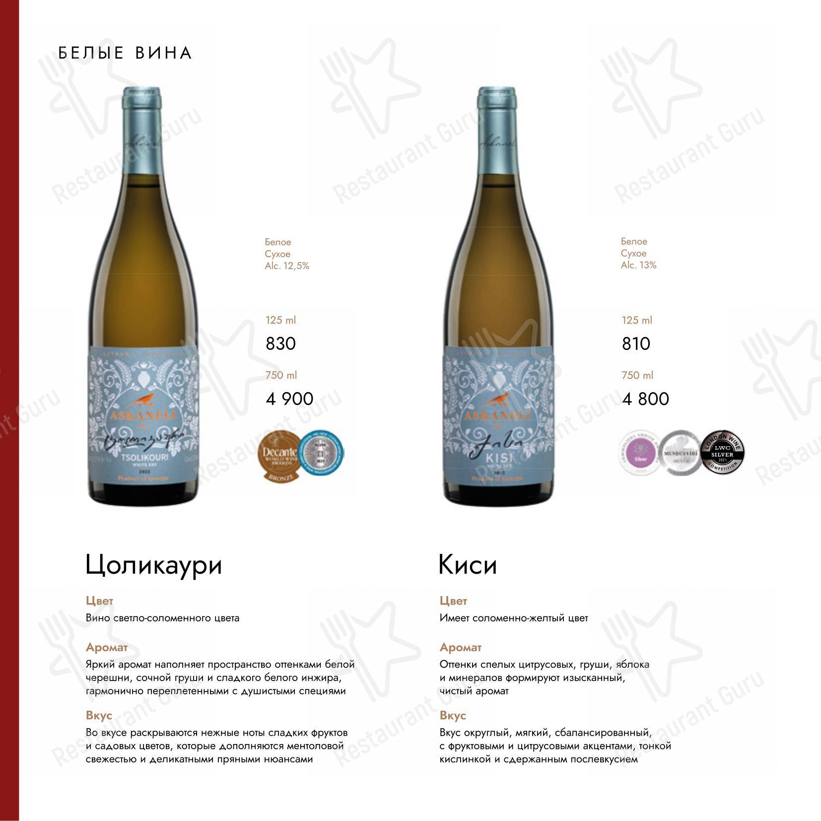 Асканели меню